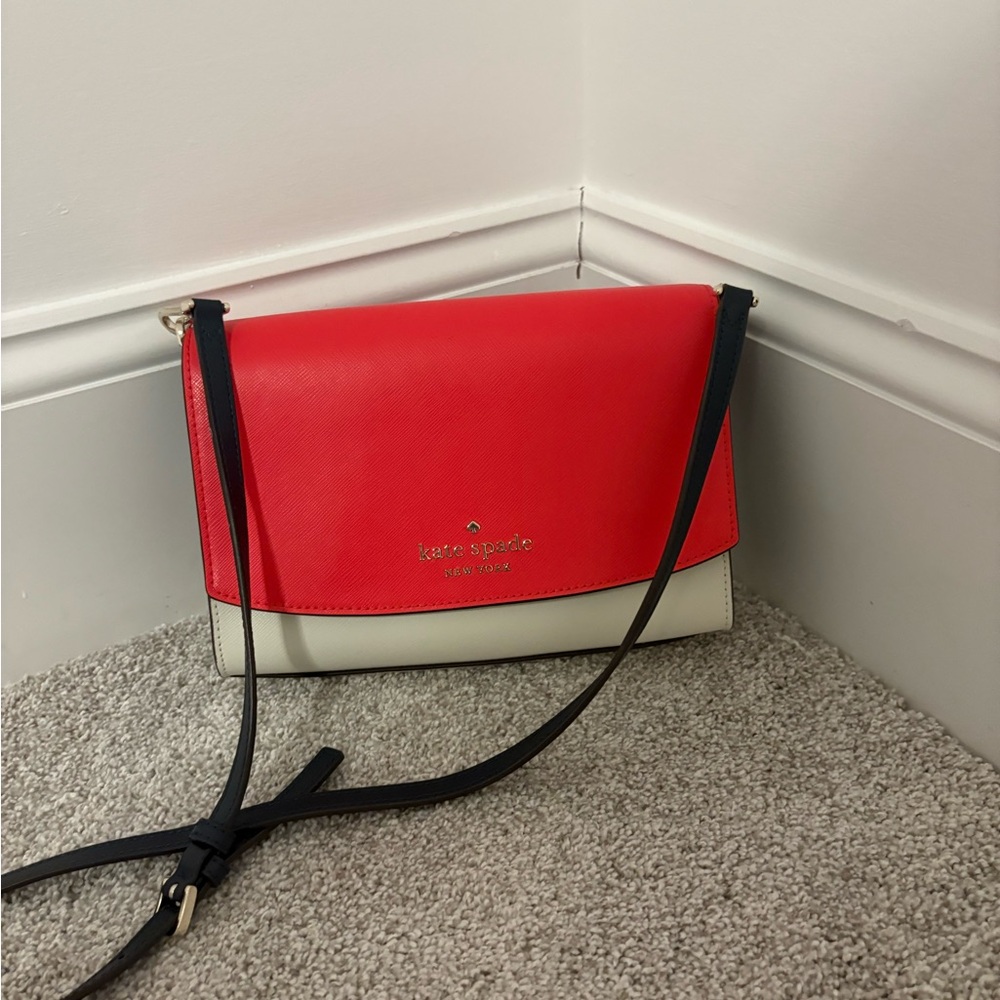 Kate Spade Vibrant Red and Cream Crossbody Bag